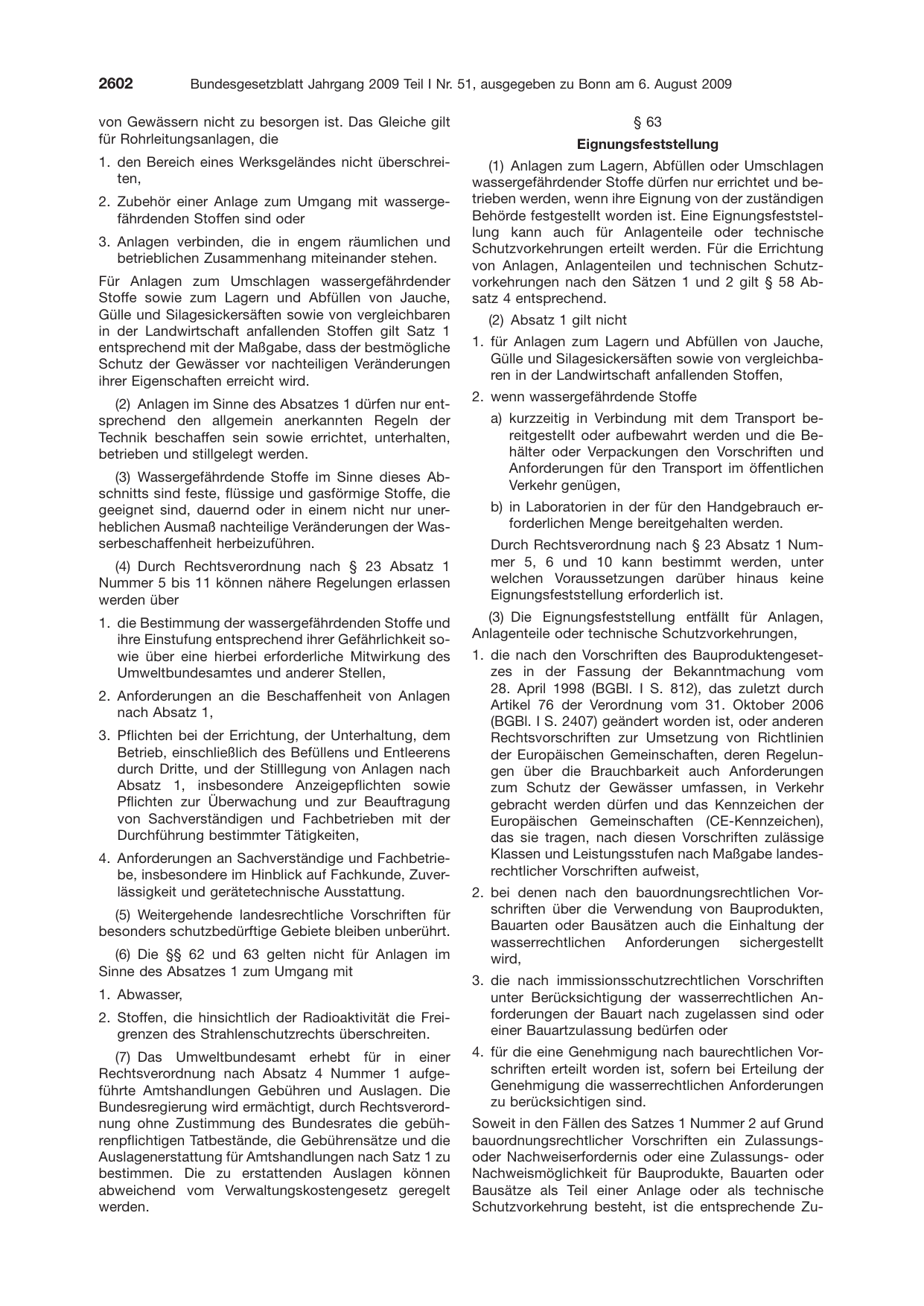 BGBl. 2009, Seite 2602 — Originalseite als Abbildung