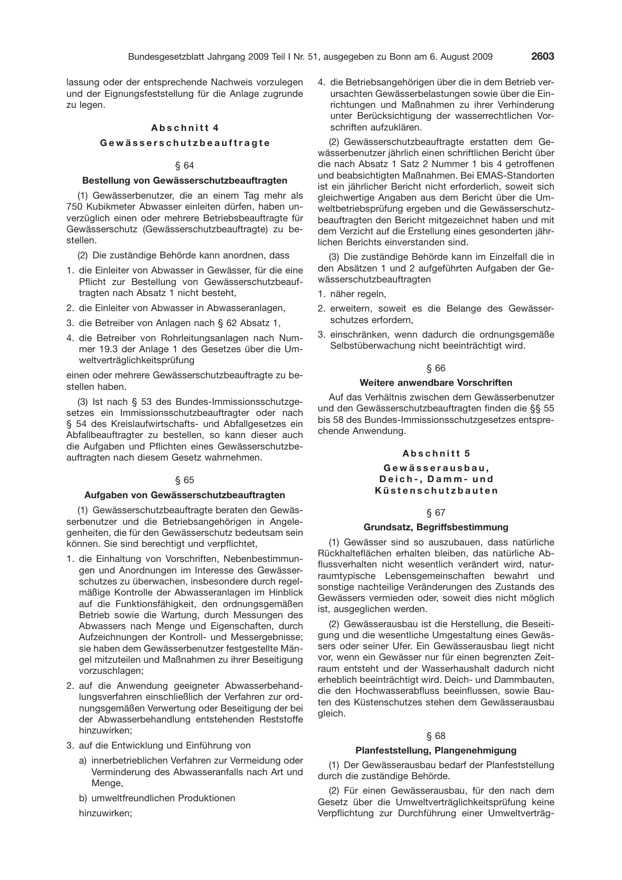 BGBl. 2009, Seite 2603 — Originalseite als Abbildung
