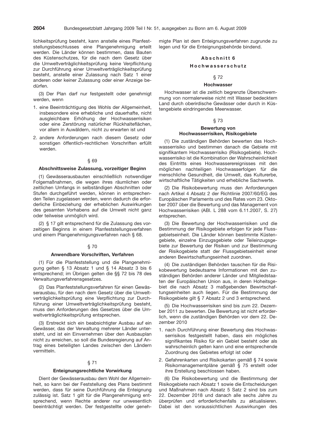 BGBl. 2009, Seite 2604 — Originalseite als Abbildung