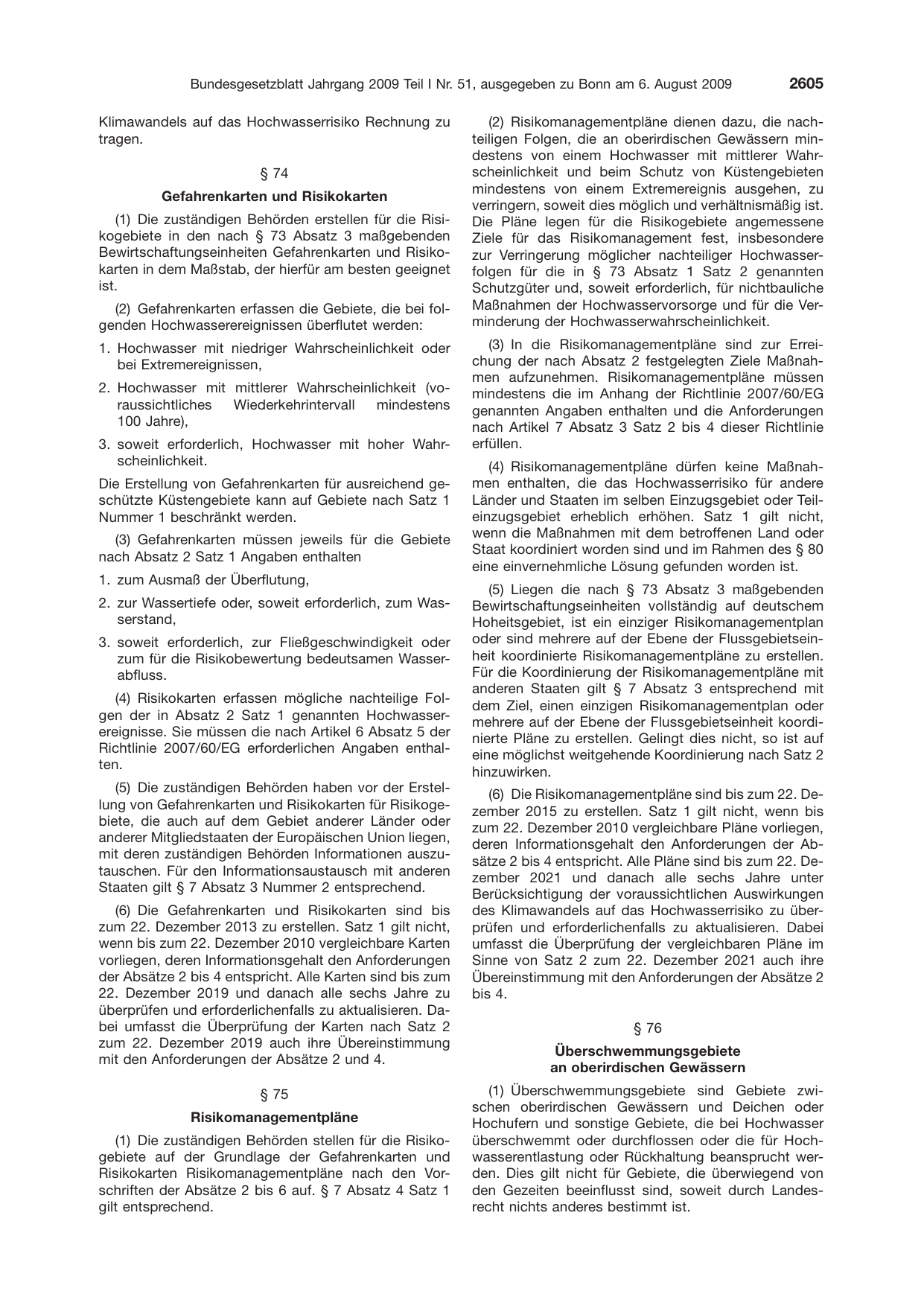 BGBl. 2009, Seite 2605 — Originalseite als Abbildung