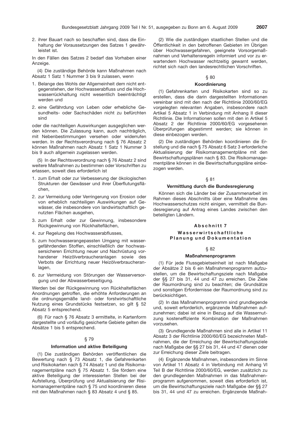 BGBl. 2009, Seite 2607 — Originalseite als Abbildung