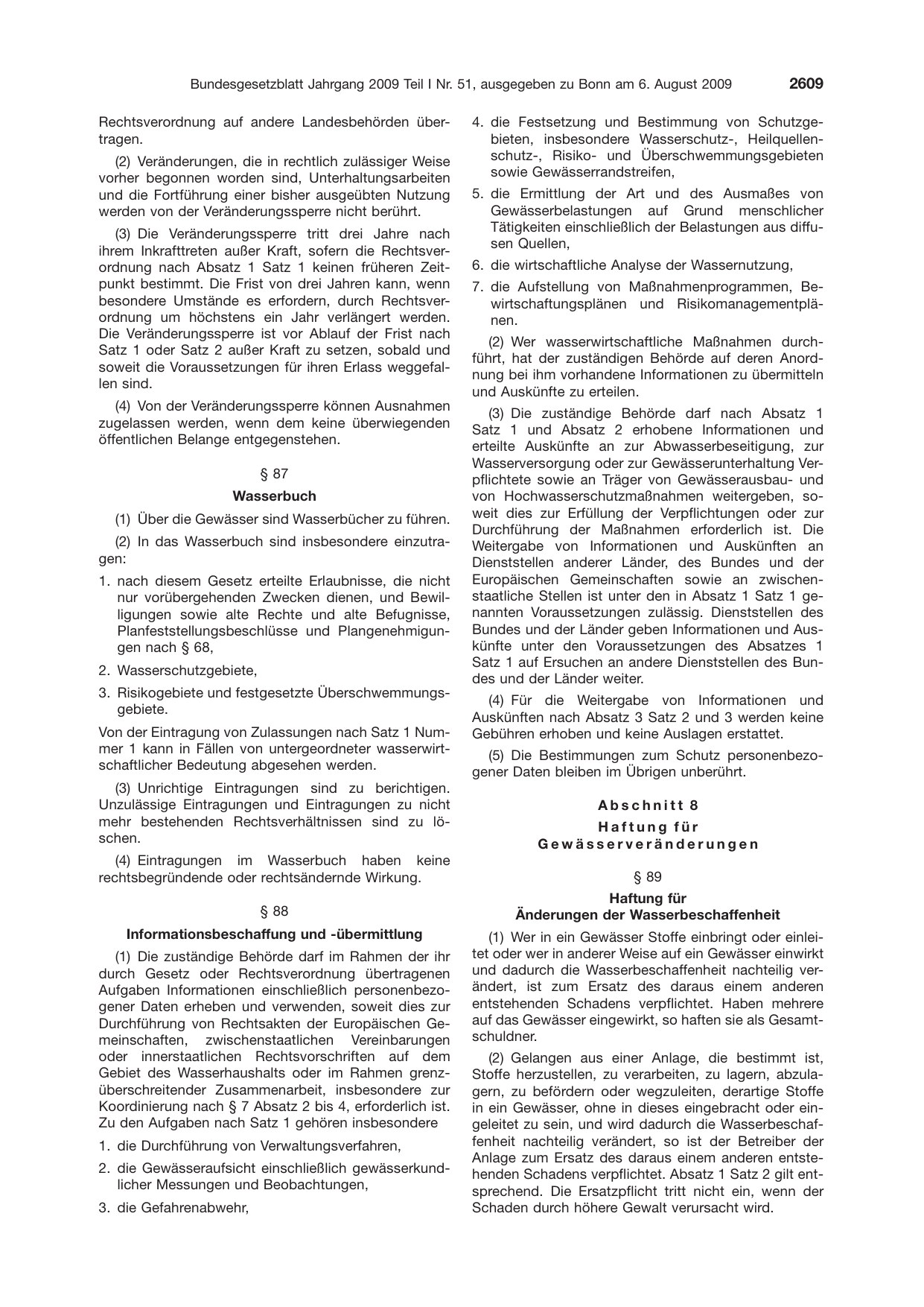 BGBl. 2009, Seite 2609 — Originalseite als Abbildung