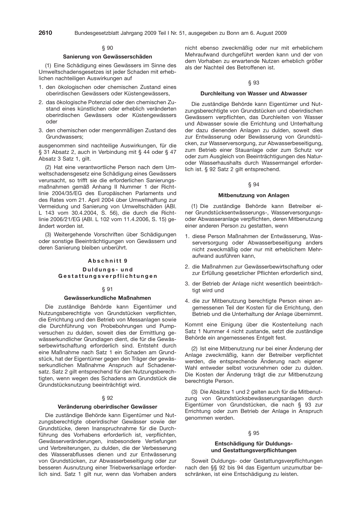 BGBl. 2009, Seite 2610 — Originalseite als Abbildung