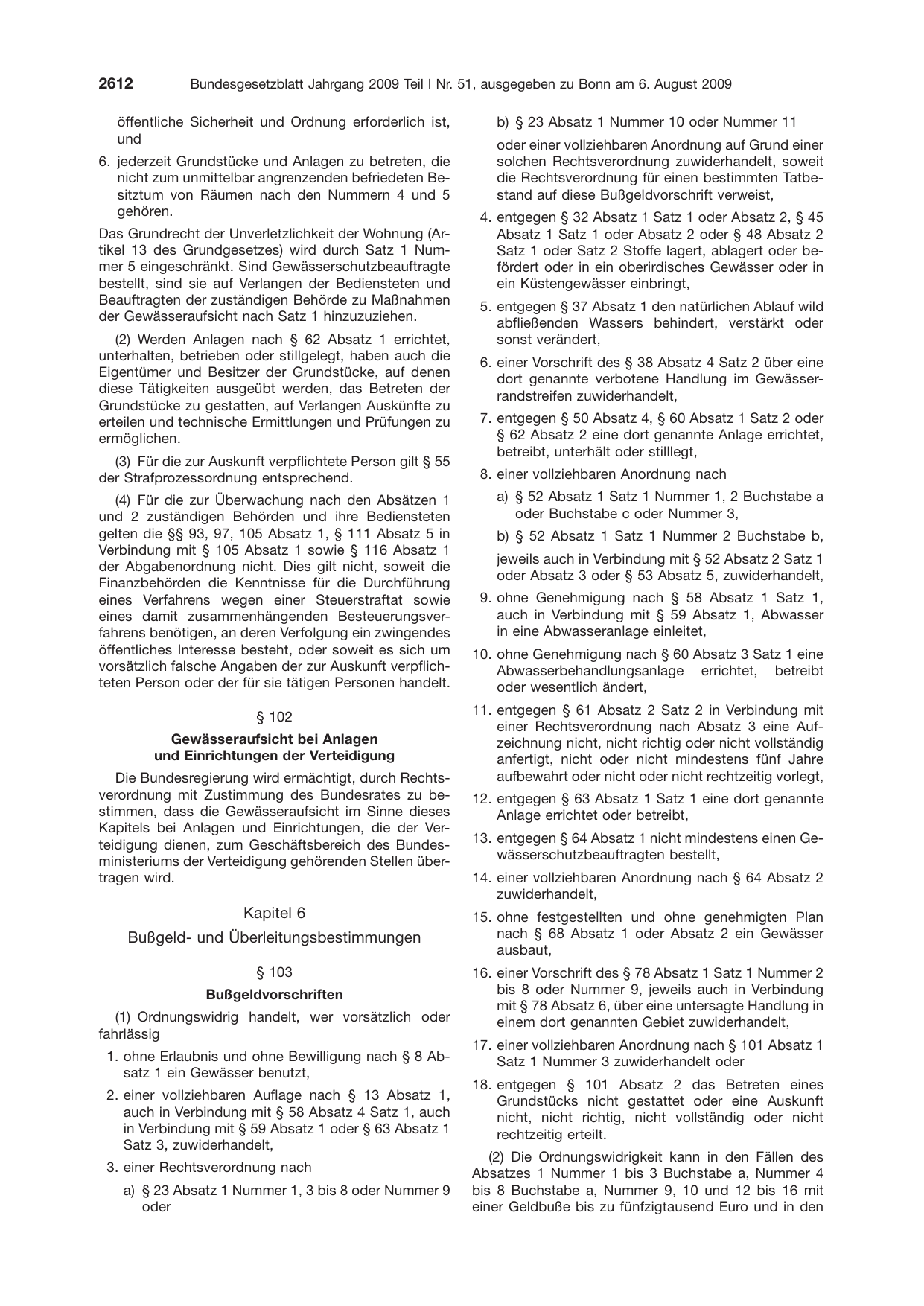 BGBl. 2009, Seite 2612 — Originalseite als Abbildung