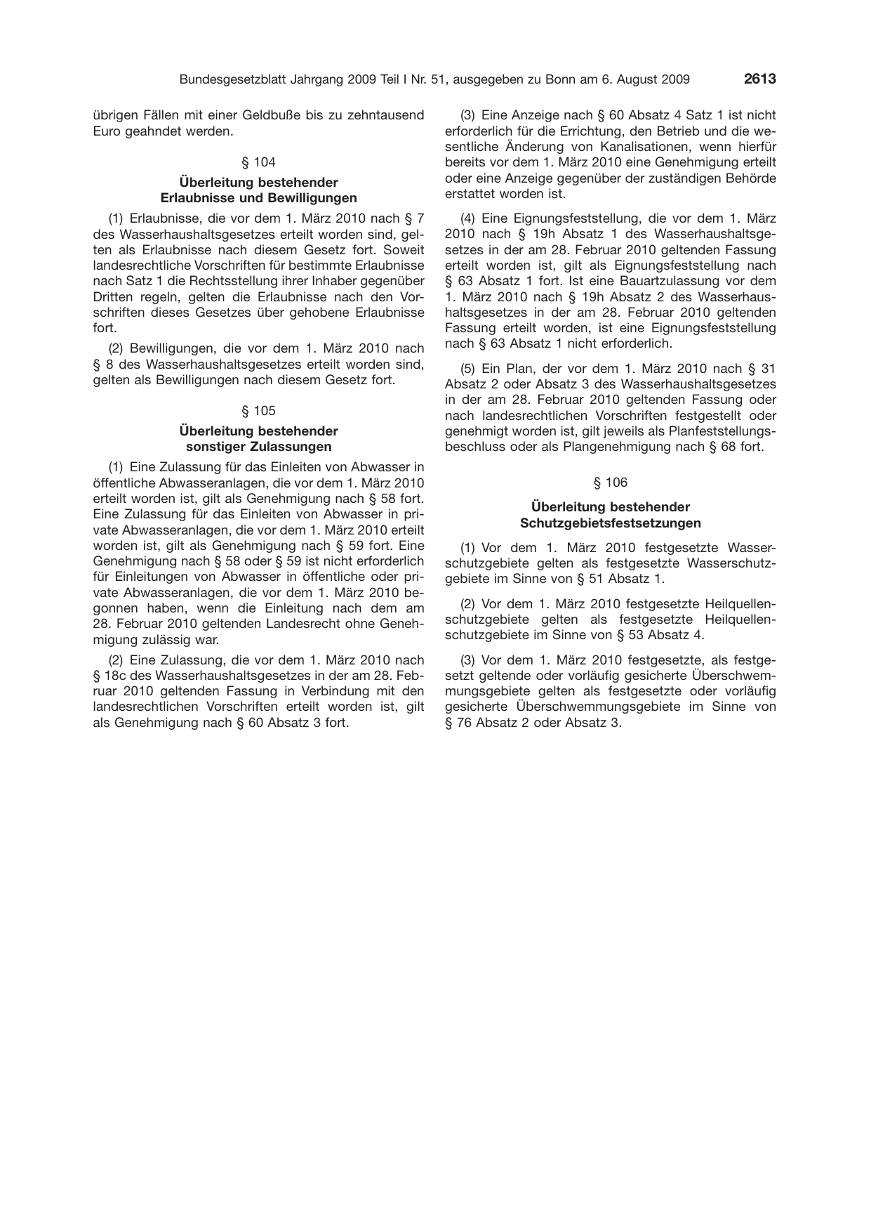 BGBl. 2009, Seite 2613 — Originalseite als Abbildung