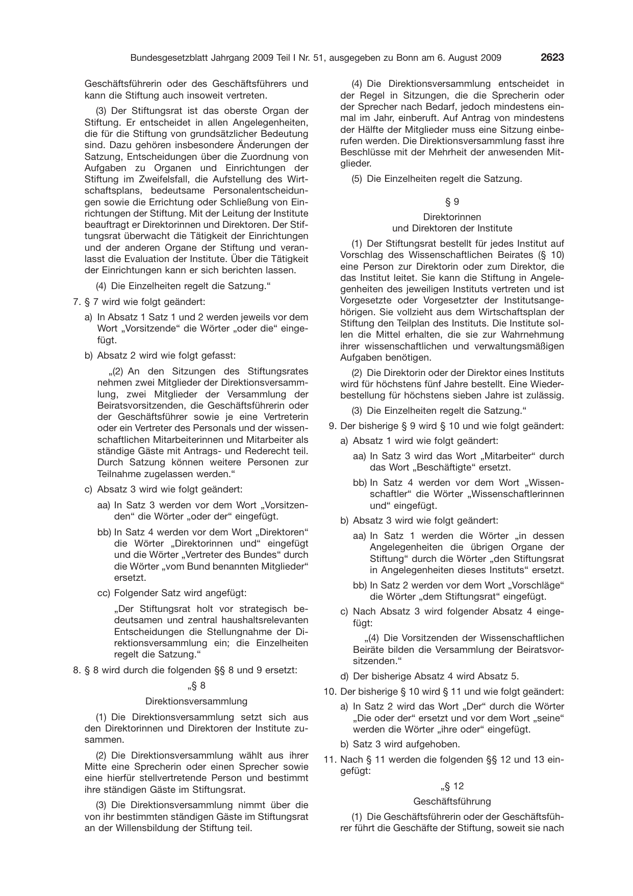 BGBl. 2009, Seite 2623 — Originalseite als Abbildung
