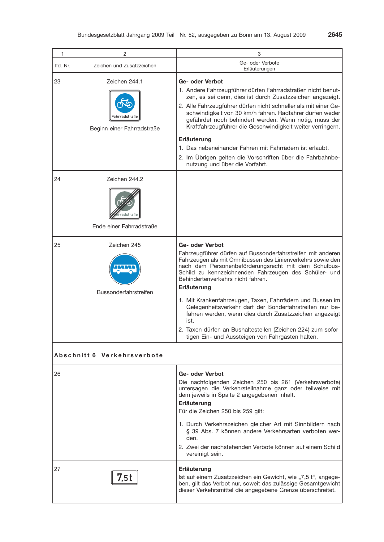 BGBl. 2009, Seite 2645 — Originalseite als Abbildung