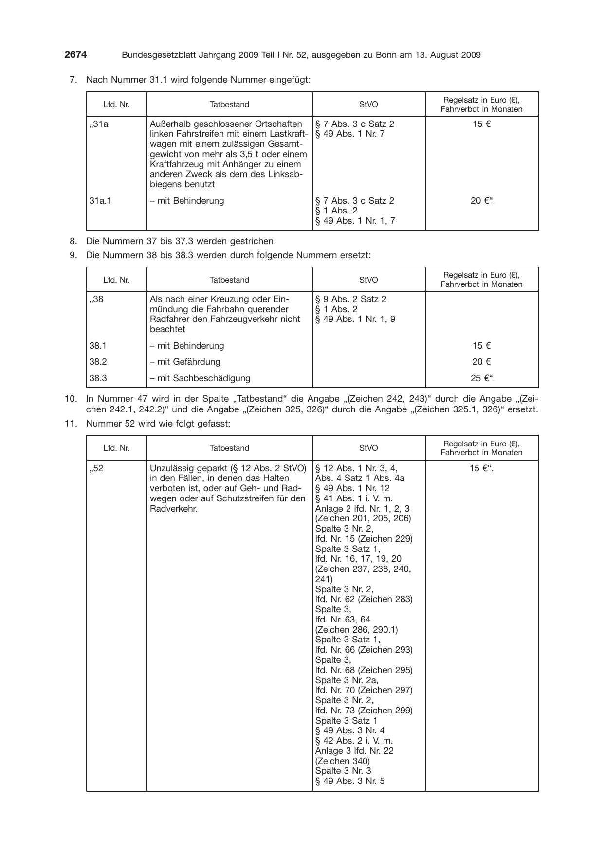 BGBl. 2009, Seite 2674 — Originalseite als Abbildung