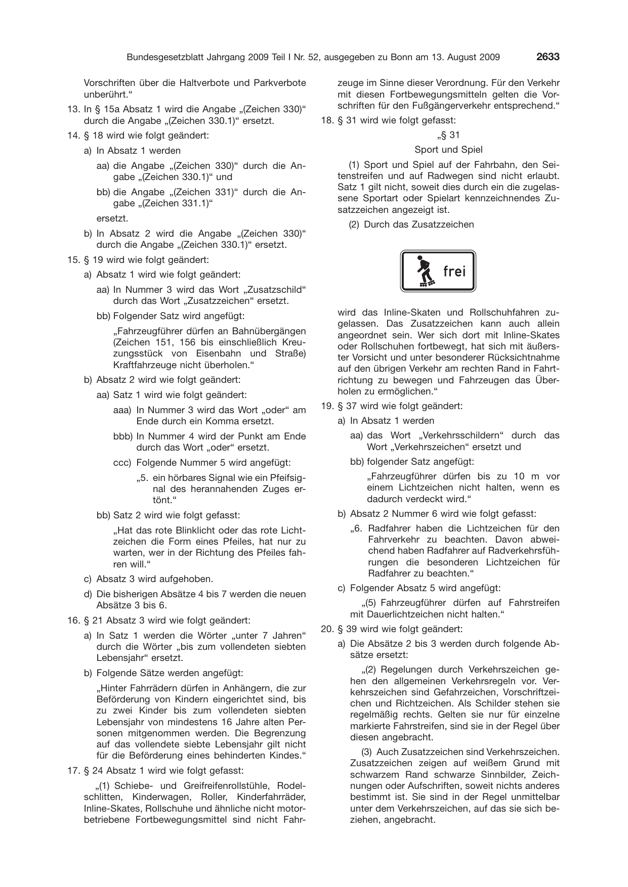 BGBl. 2009, Seite 2633 — Originalseite als Abbildung