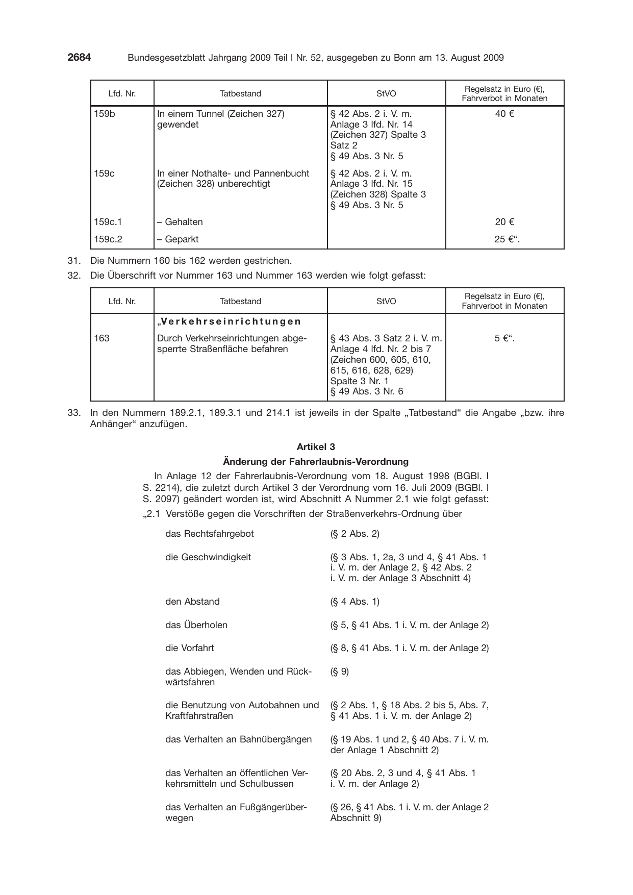 BGBl. 2009, Seite 2684 — Originalseite als Abbildung