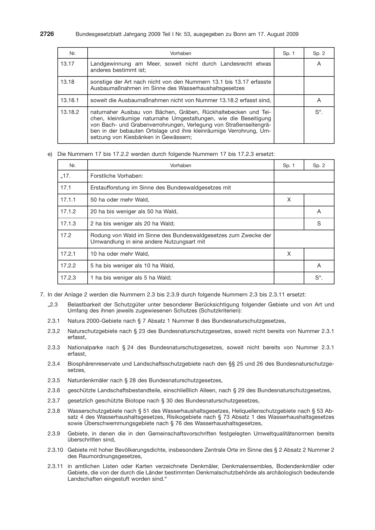 BGBl. 2009, Seite 2726 — Originalseite als Abbildung