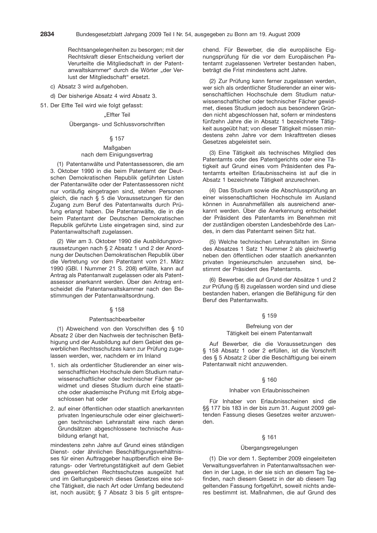 BGBl. 2009, Seite 2834 — Originalseite als Abbildung