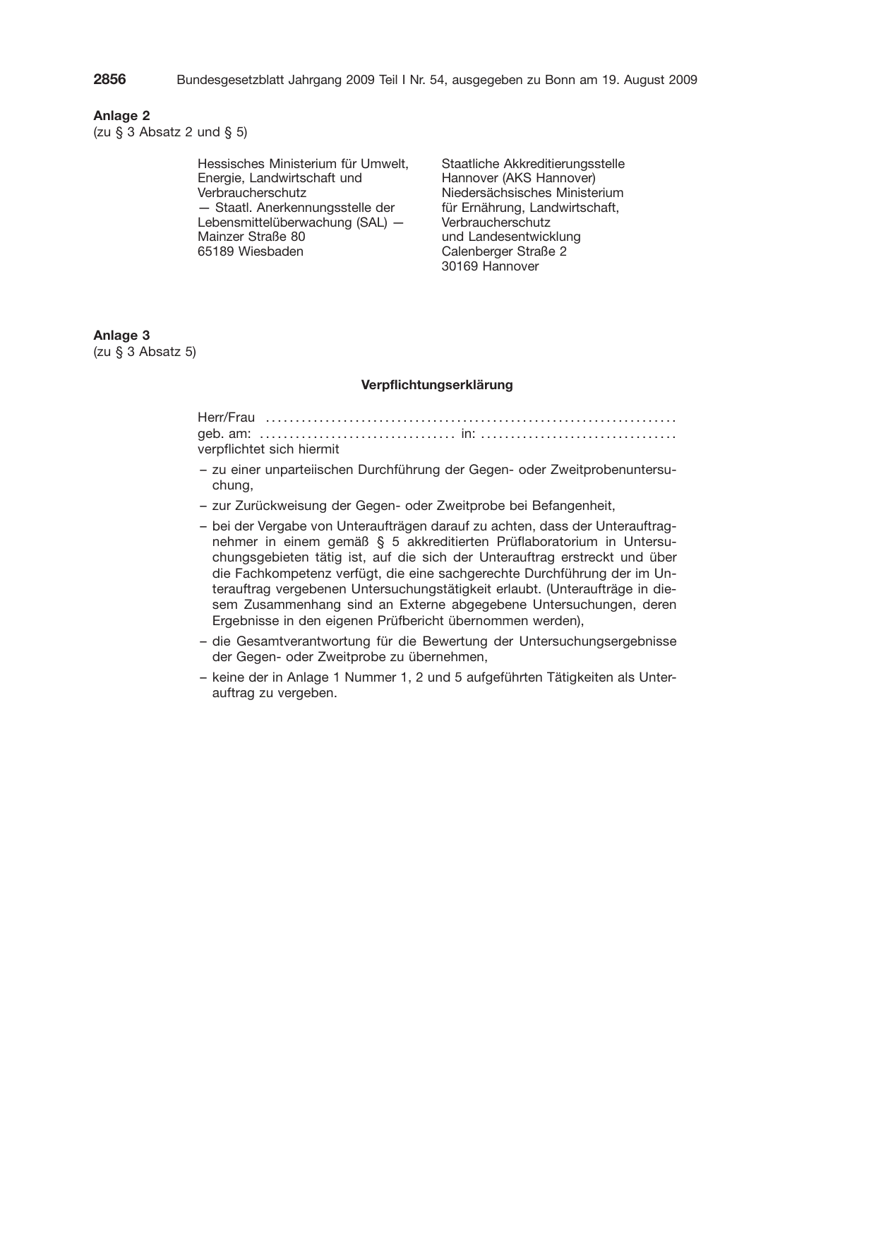BGBl. 2009, Seite 2856 — Originalseite als Abbildung