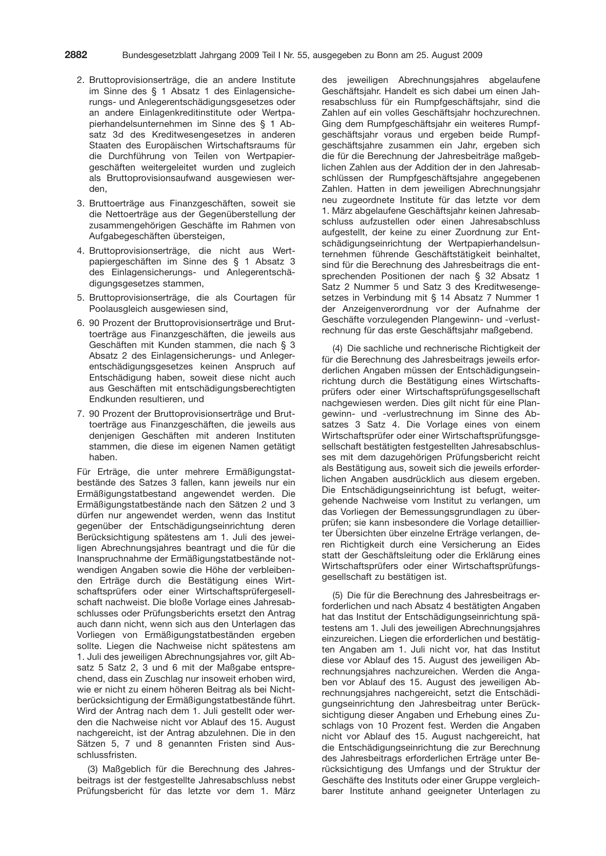 BGBl. 2009, Seite 2882 — Originalseite als Abbildung