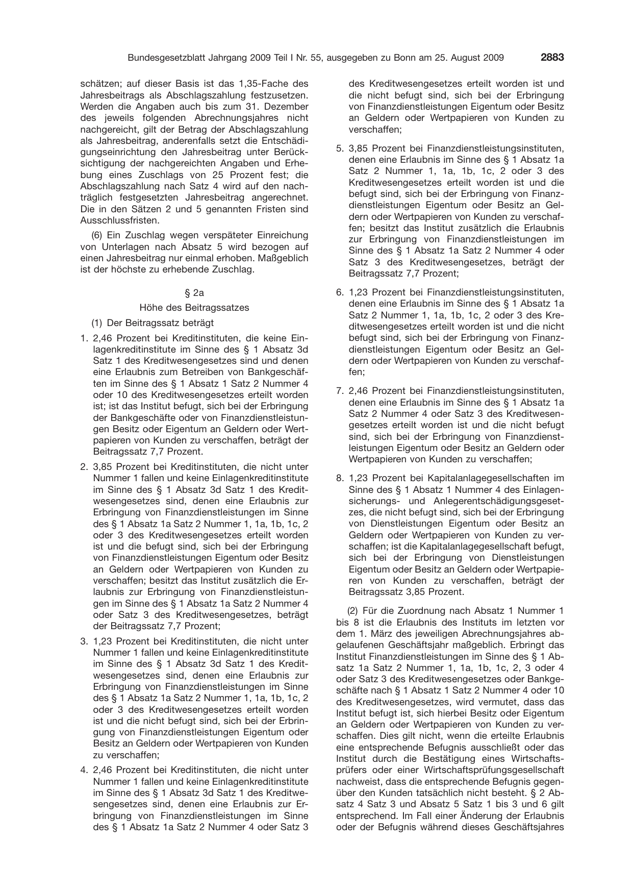 BGBl. 2009, Seite 2883 — Originalseite als Abbildung