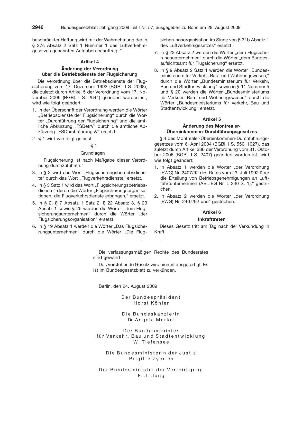BGBl. 2009, Seite 2946 — Originalseite als Abbildung