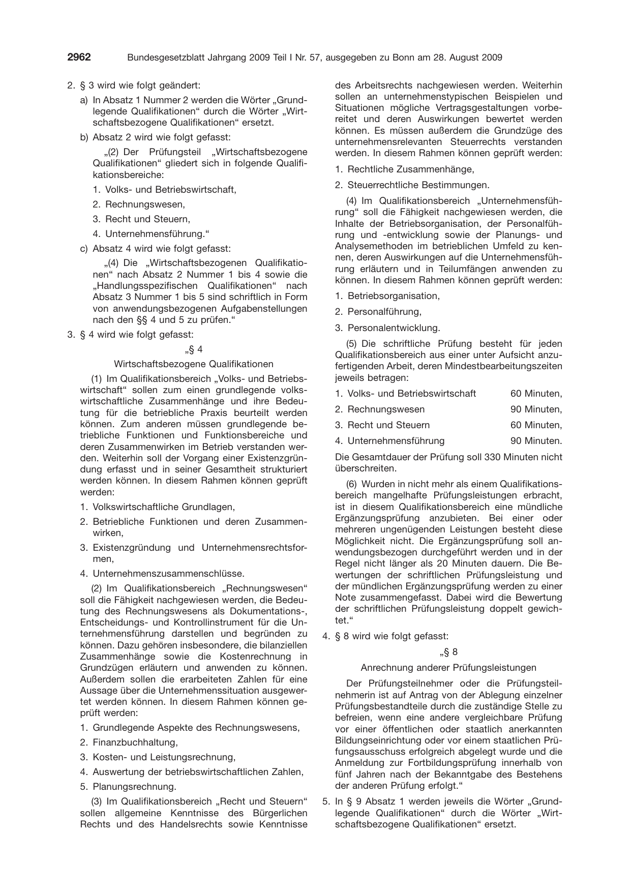 BGBl. 2009, Seite 2962 — Originalseite als Abbildung