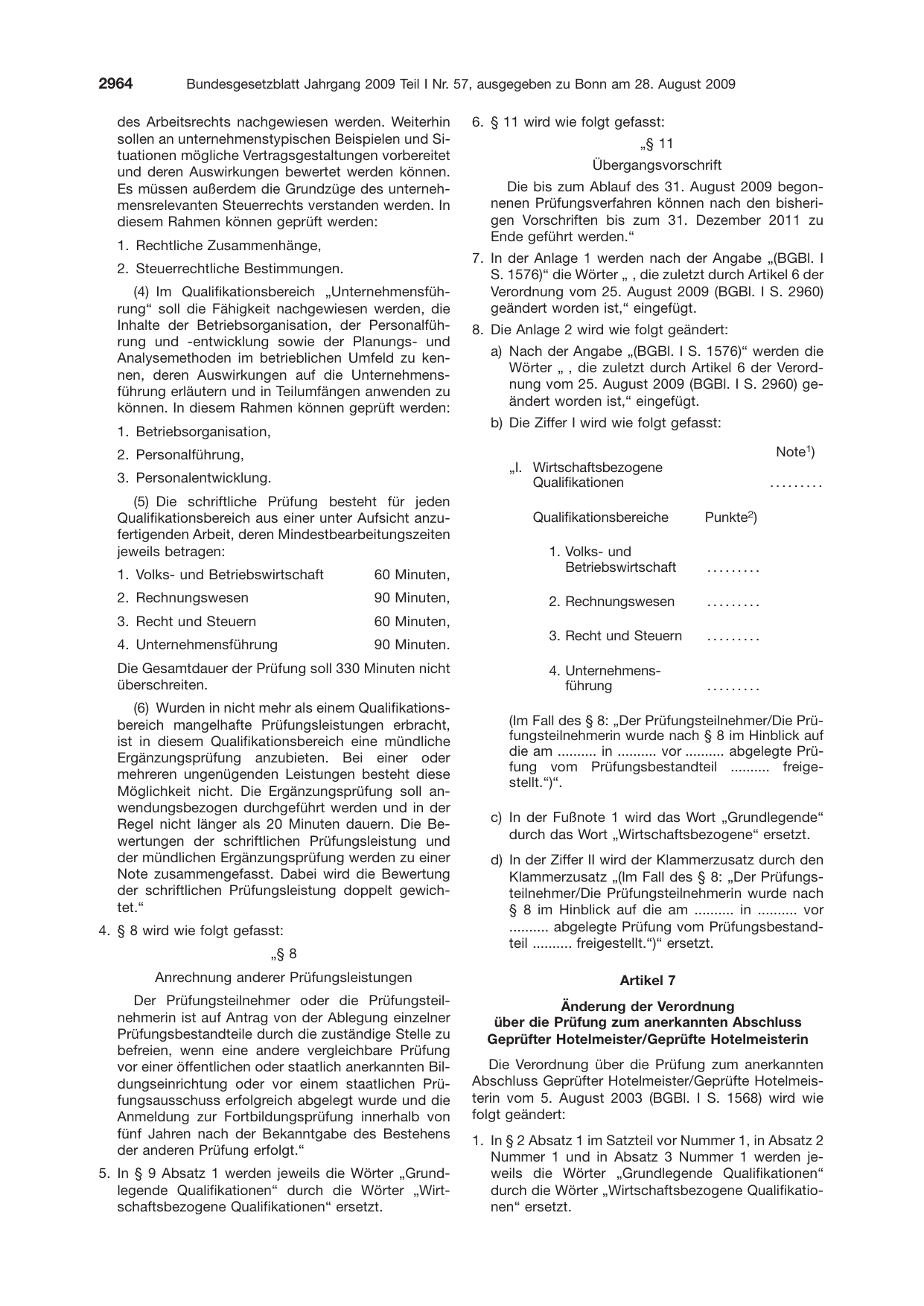 BGBl. 2009, Seite 2964 — Originalseite als Abbildung