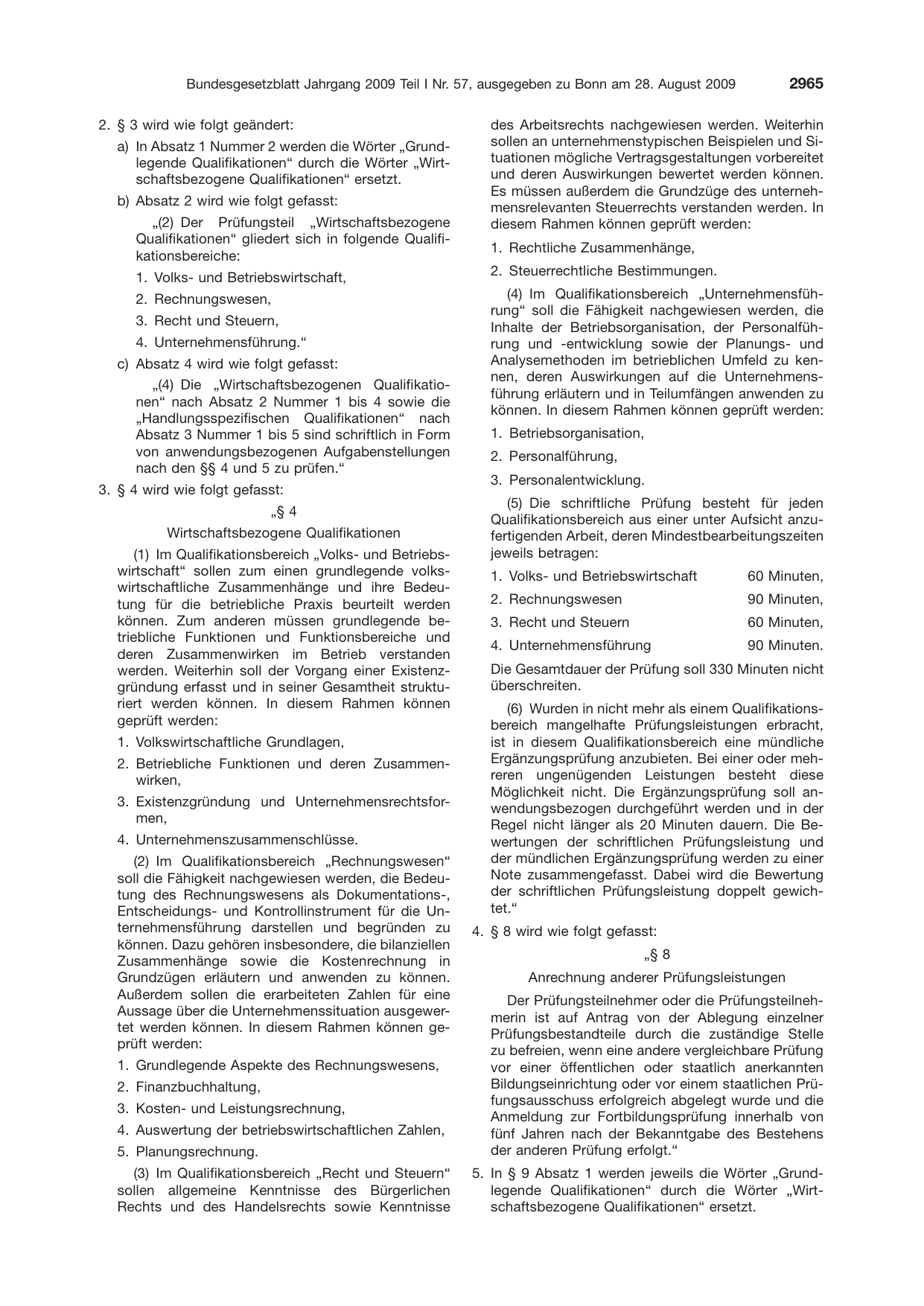 BGBl. 2009, Seite 2965 — Originalseite als Abbildung