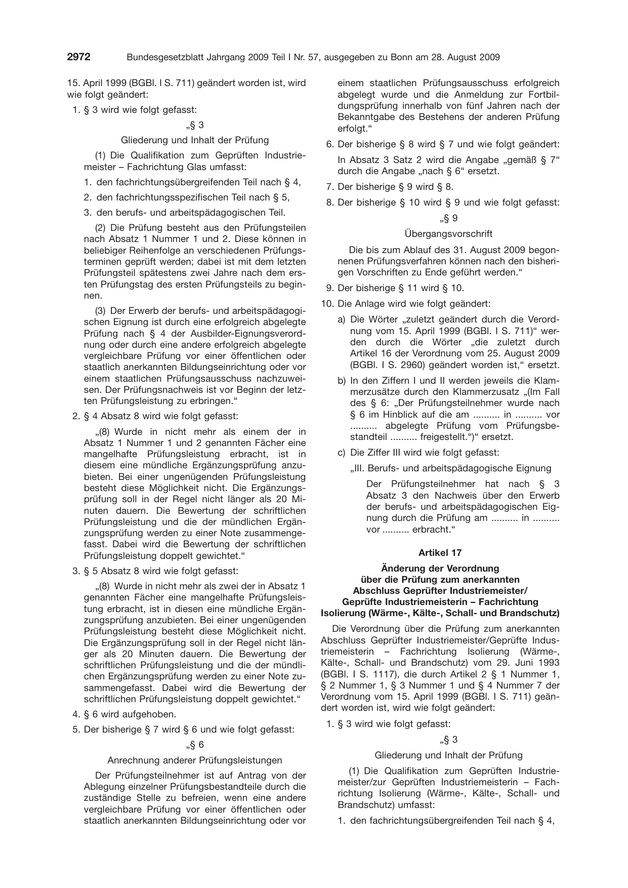 BGBl. 2009, Seite 2972 — Originalseite als Abbildung
