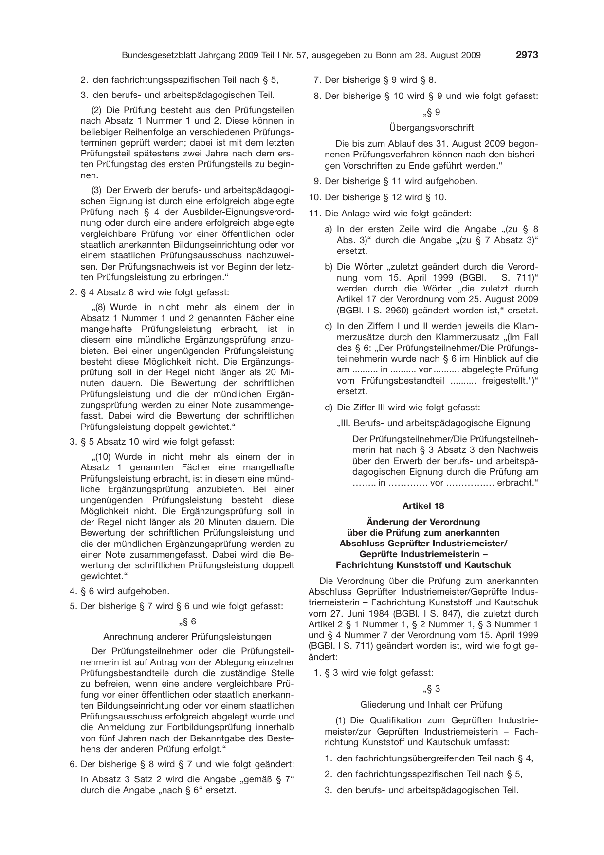 BGBl. 2009, Seite 2973 — Originalseite als Abbildung