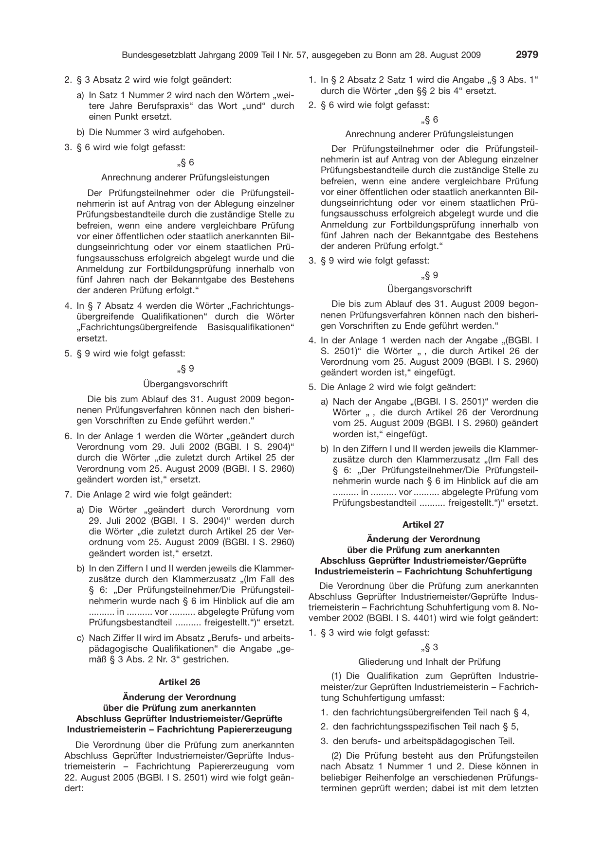 BGBl. 2009, Seite 2979 — Originalseite als Abbildung
