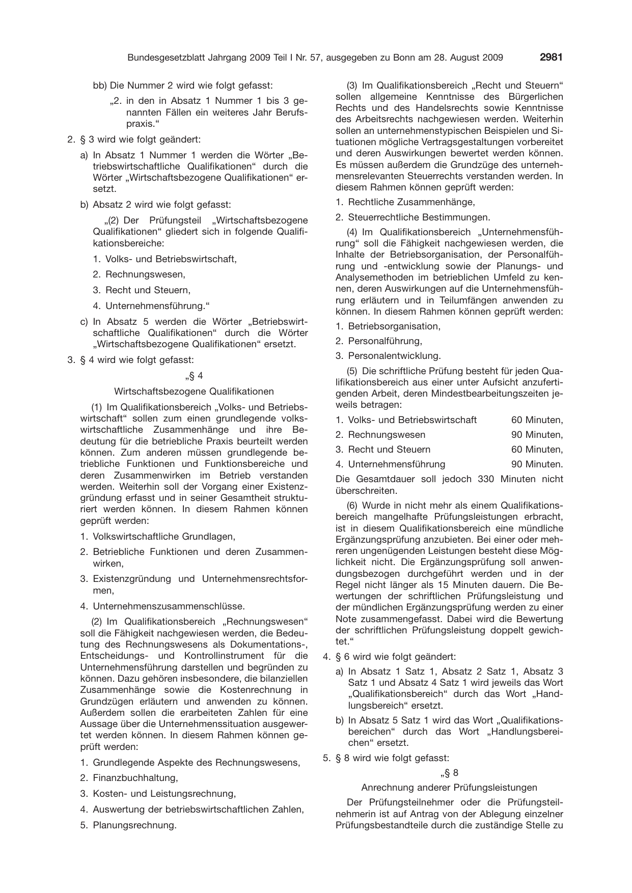 BGBl. 2009, Seite 2981 — Originalseite als Abbildung