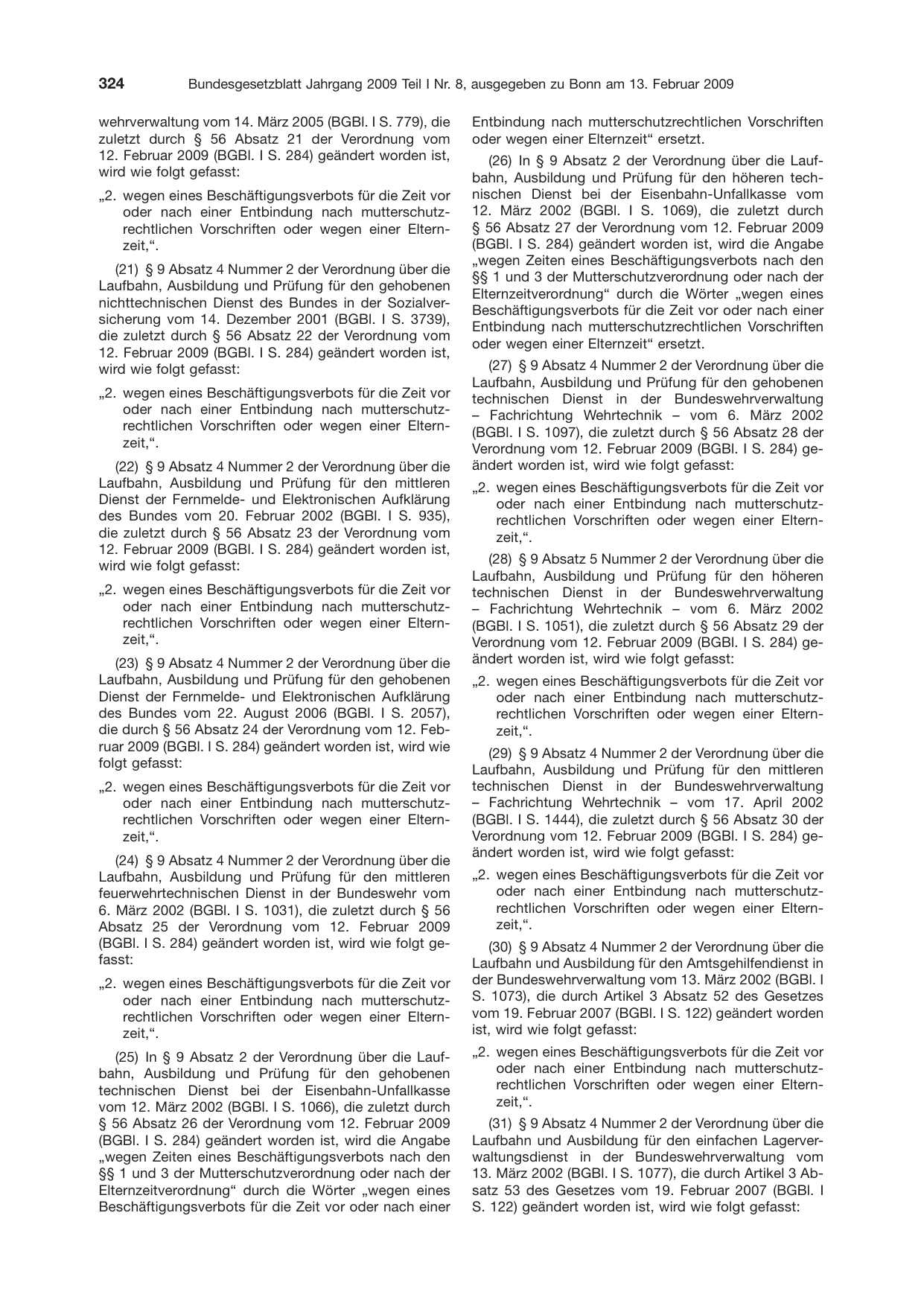 BGBl. 2009, Seite 324 — Originalseite als Abbildung