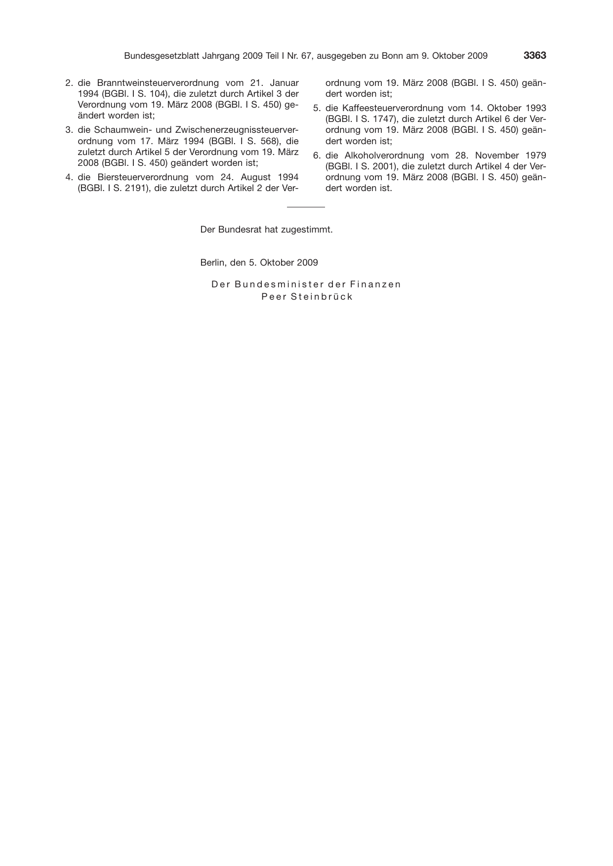 BGBl. 2009, Seite 3363 — Originalseite als Abbildung