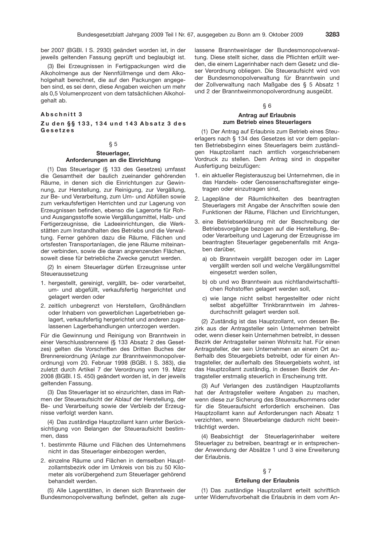 BGBl. 2009, Seite 3283 — Originalseite als Abbildung