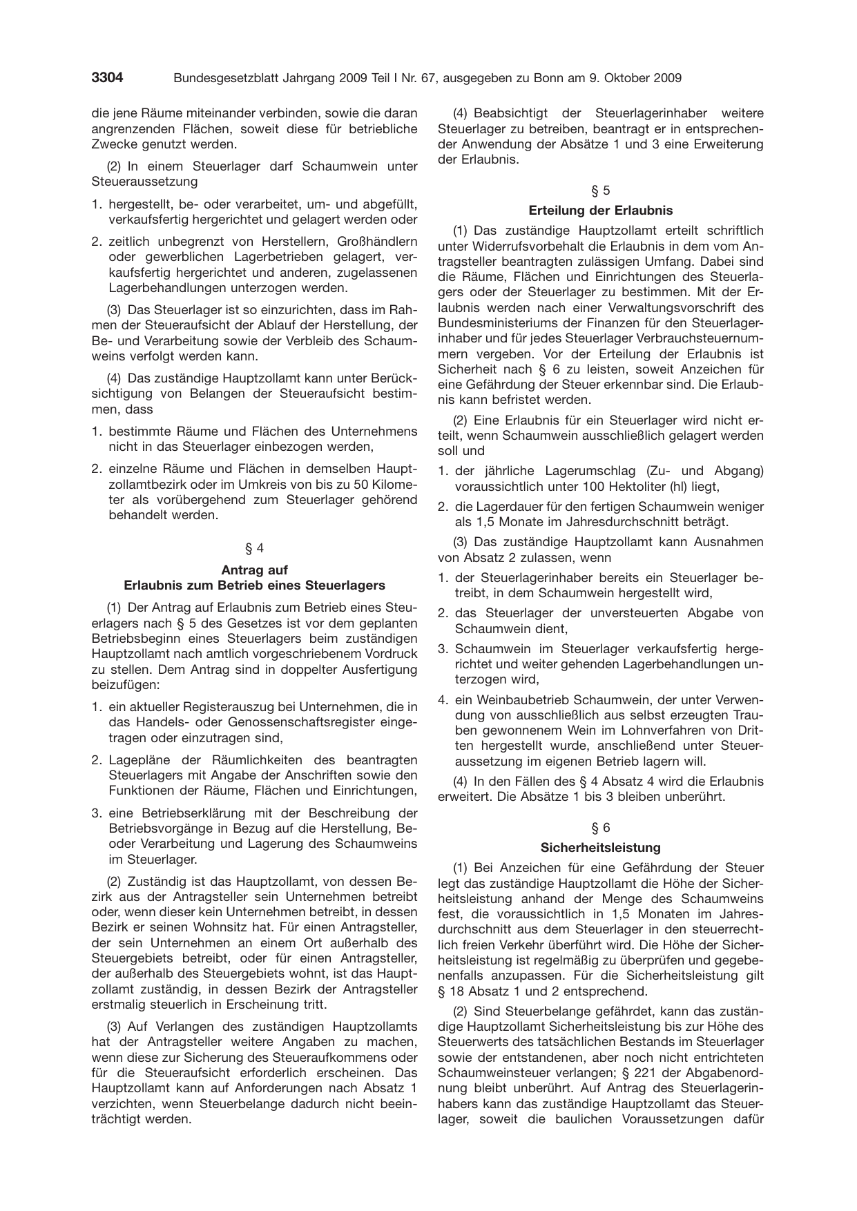 BGBl. 2009, Seite 3304 — Originalseite als Abbildung