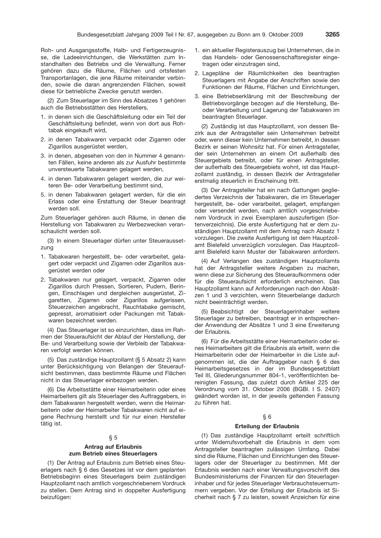 BGBl. 2009, Seite 3265 — Originalseite als Abbildung