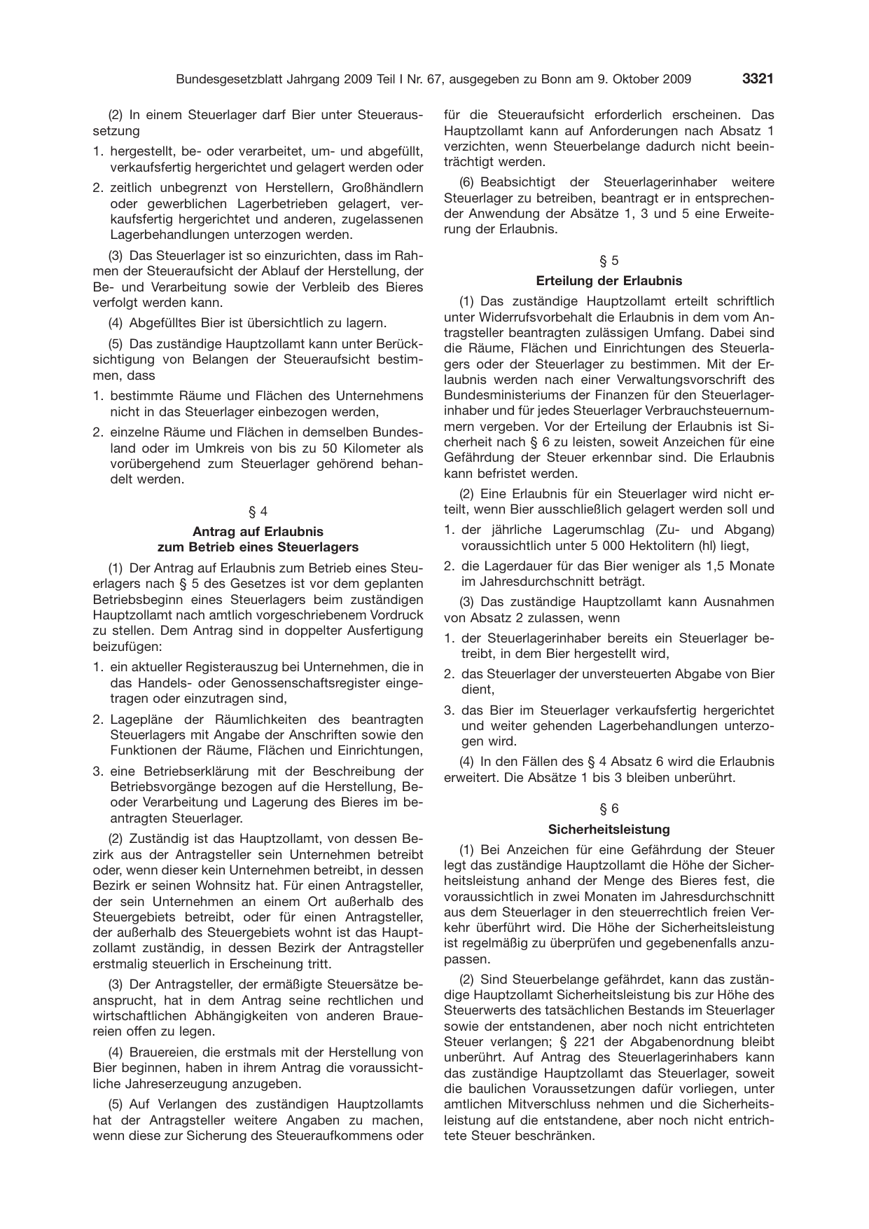 BGBl. 2009, Seite 3321 — Originalseite als Abbildung