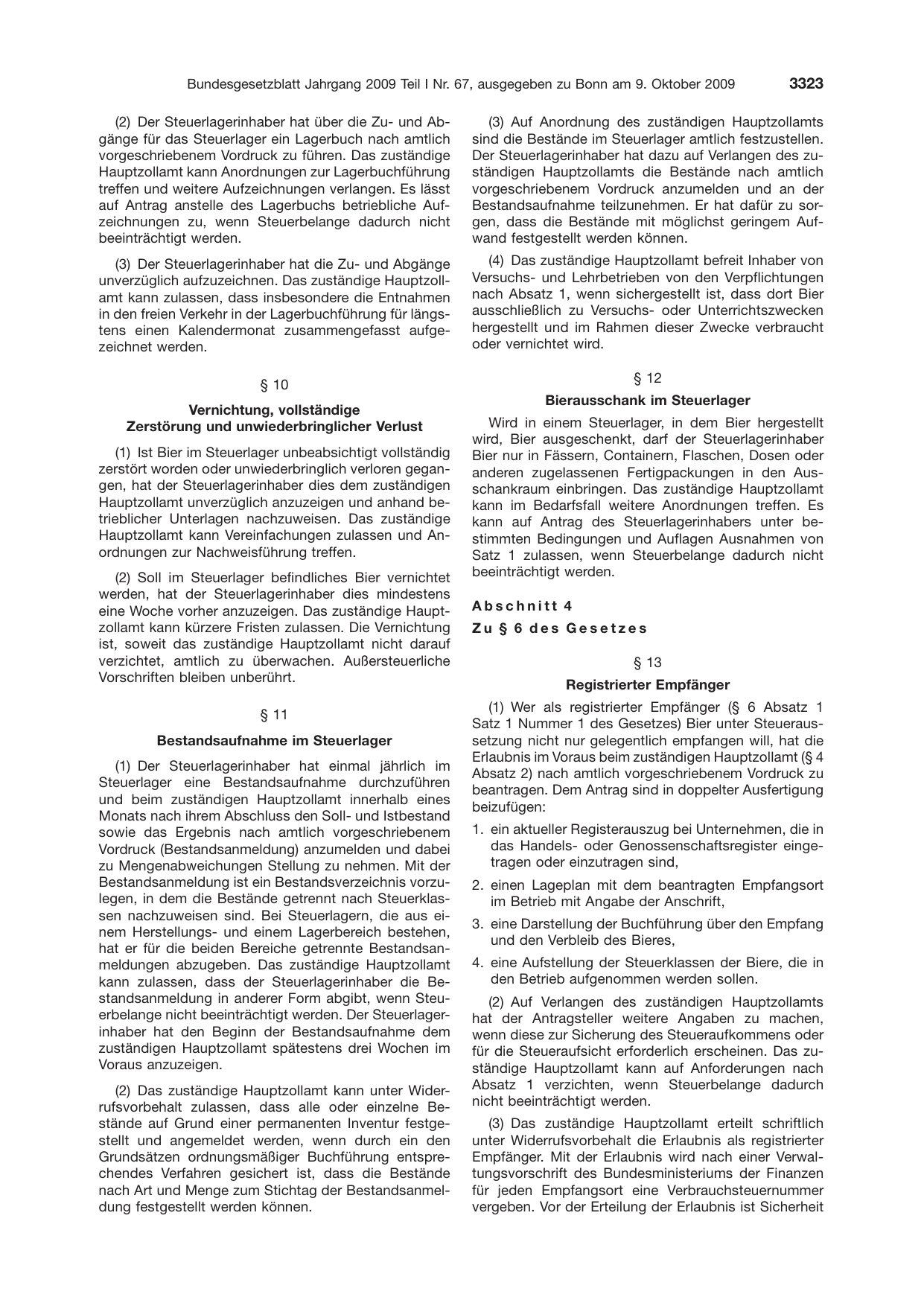 BGBl. 2009, Seite 3323 — Originalseite als Abbildung