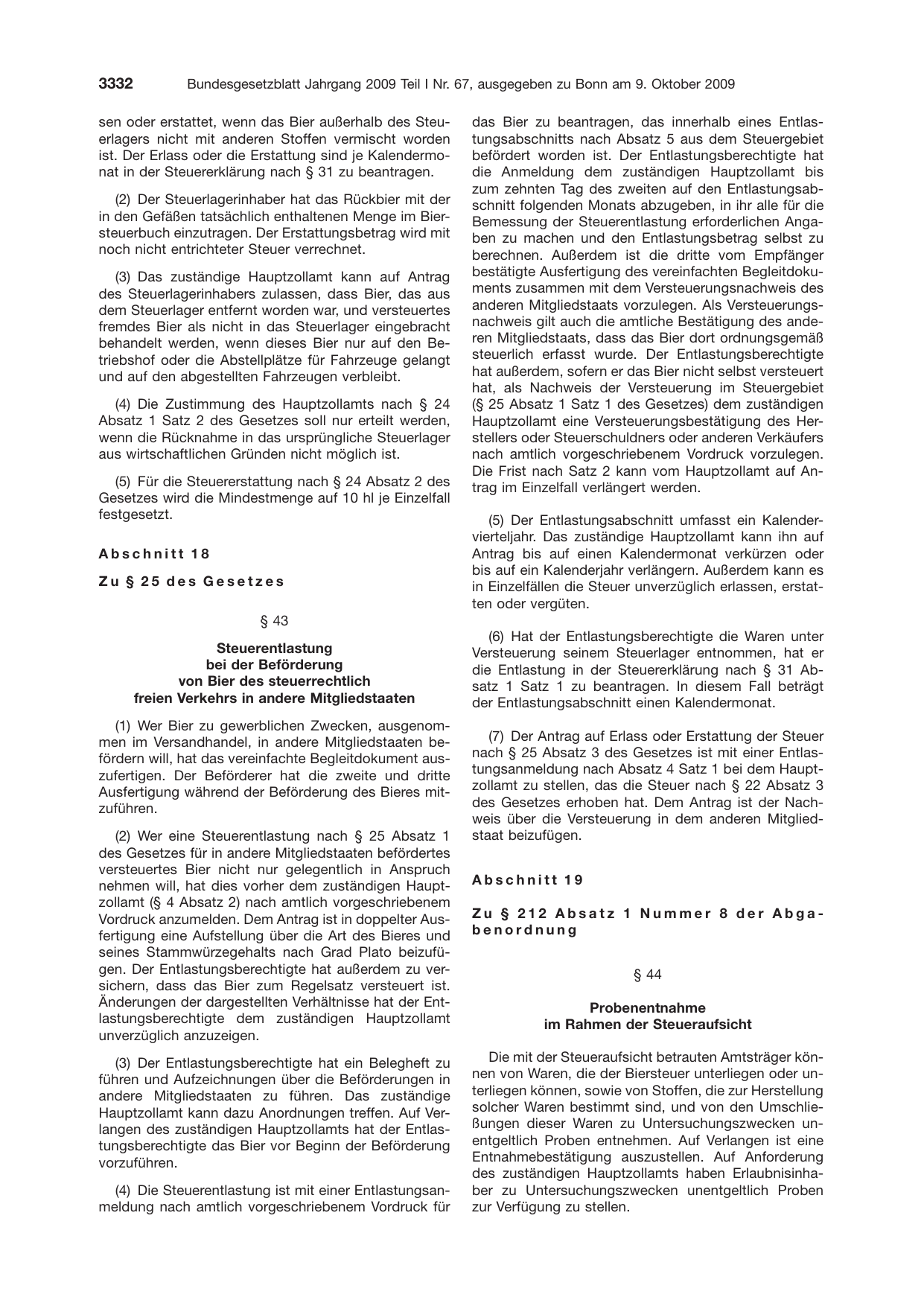 BGBl. 2009, Seite 3332 — Originalseite als Abbildung