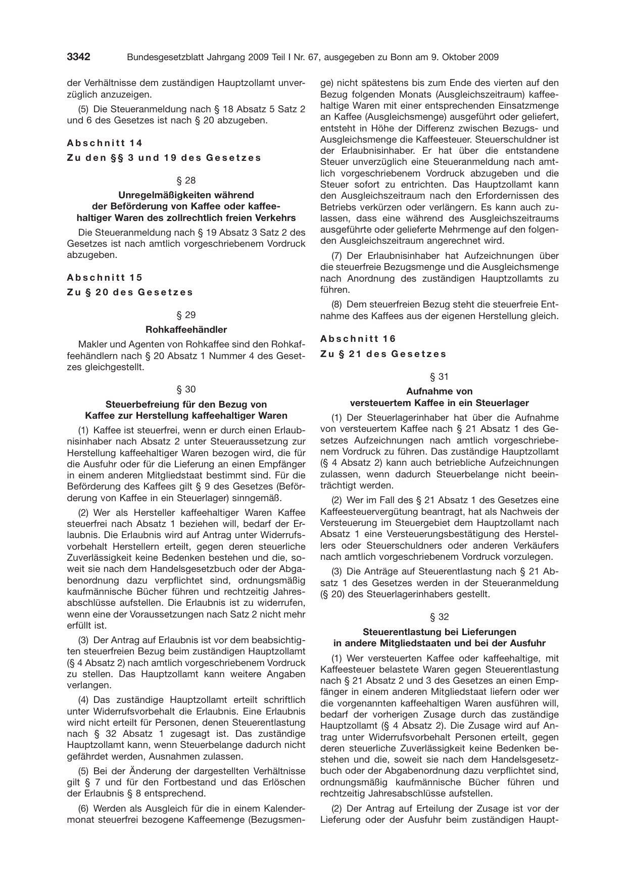 BGBl. 2009, Seite 3342 — Originalseite als Abbildung