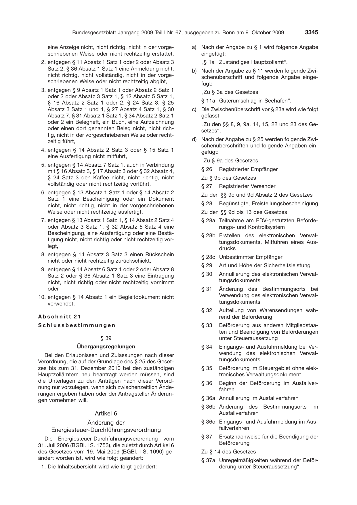 BGBl. 2009, Seite 3345 — Originalseite als Abbildung