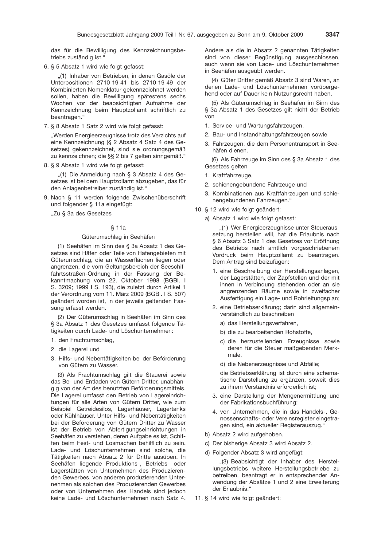 BGBl. 2009, Seite 3347 — Originalseite als Abbildung