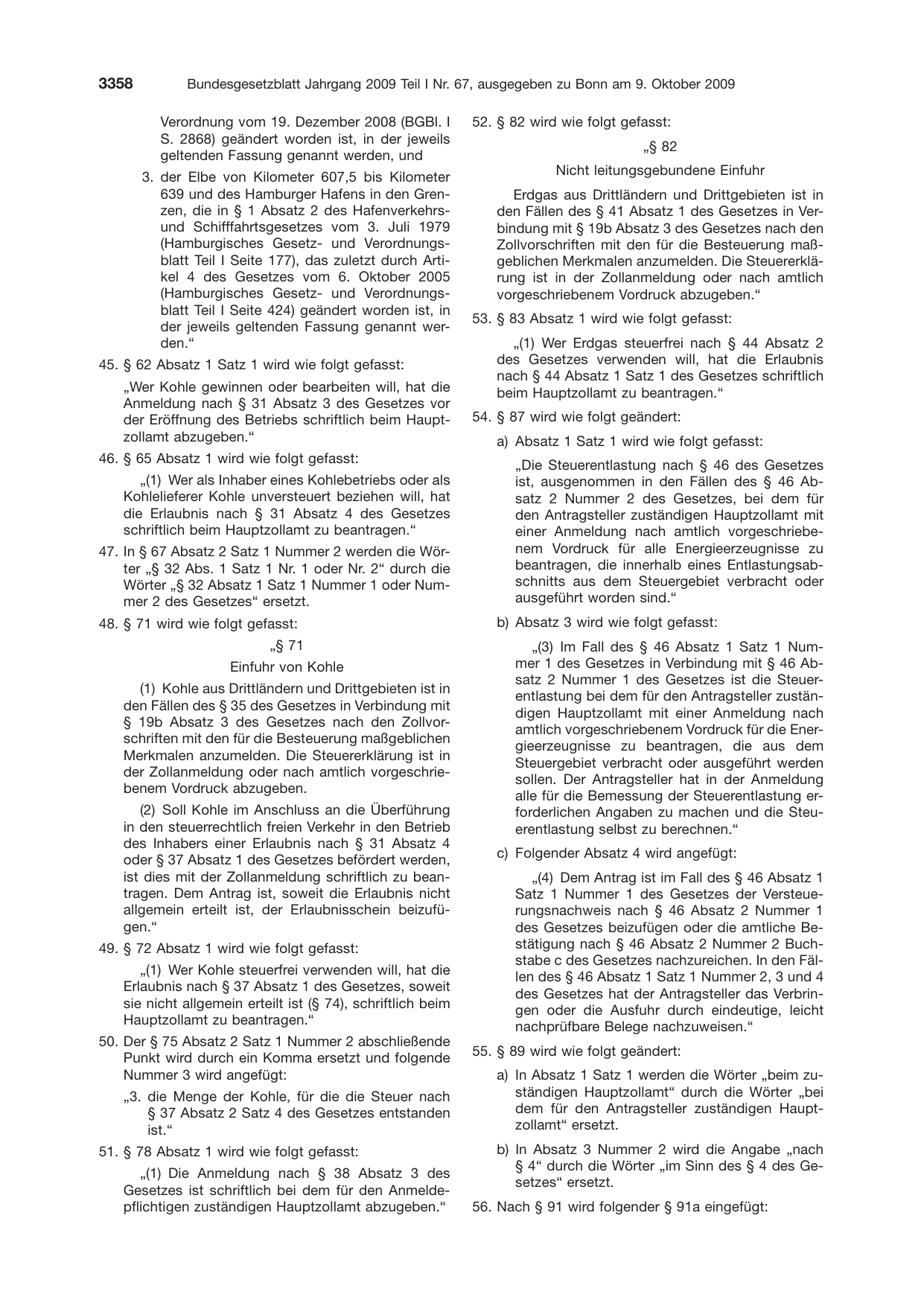 BGBl. 2009, Seite 3358 — Originalseite als Abbildung