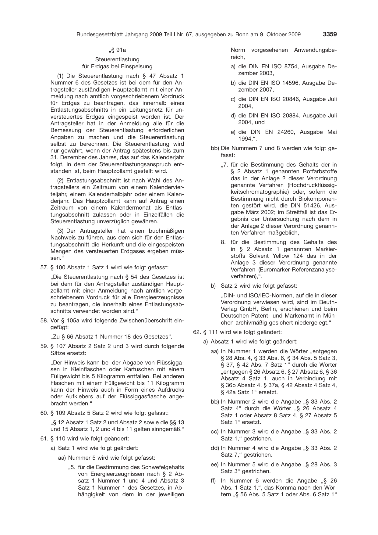 BGBl. 2009, Seite 3359 — Originalseite als Abbildung