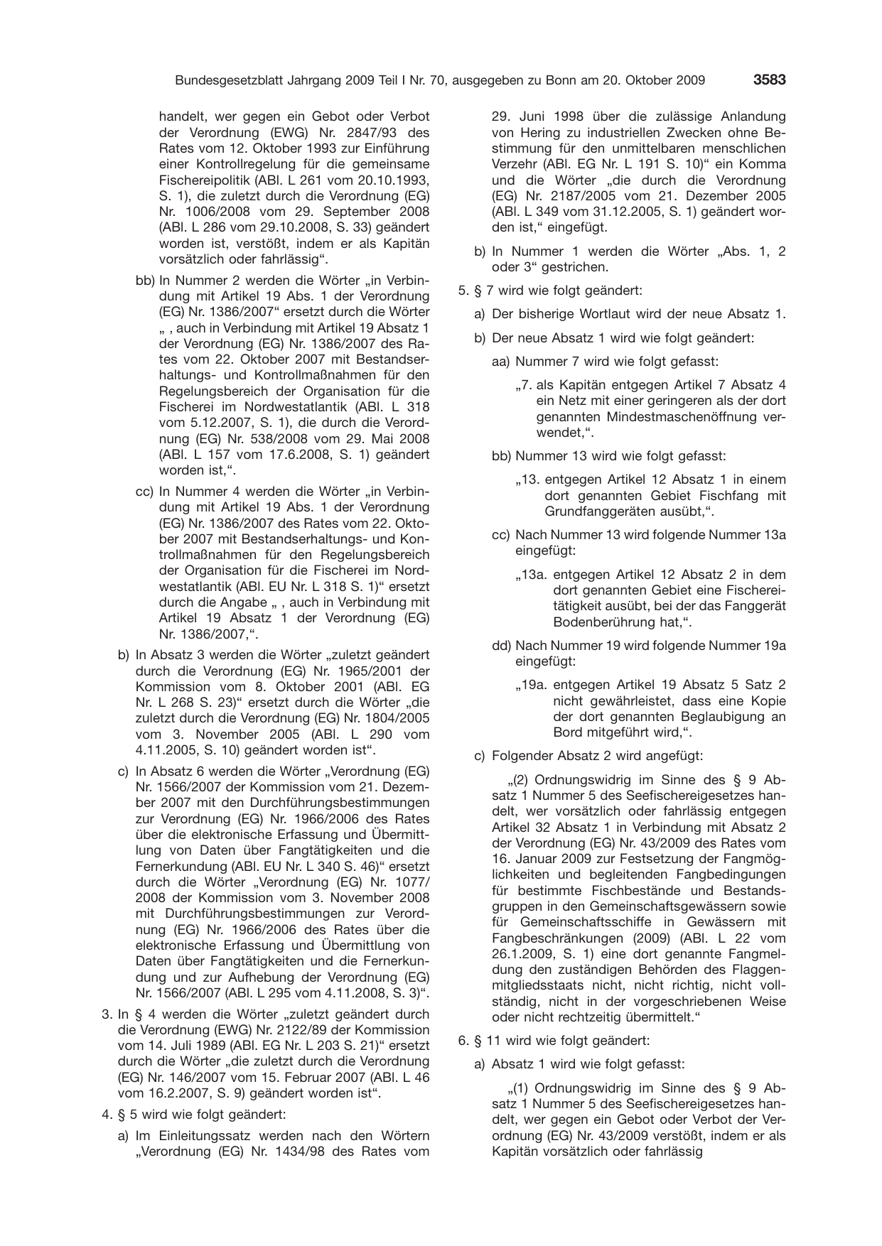 BGBl. 2009, Seite 3583 — Originalseite als Abbildung