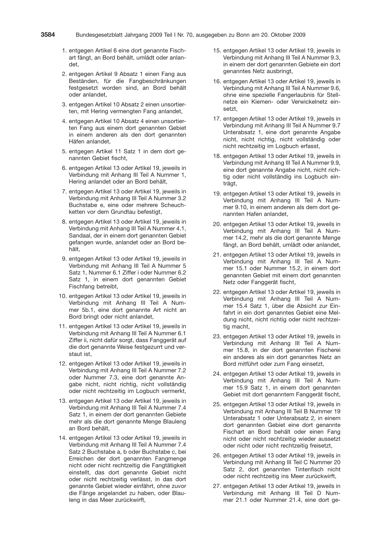 BGBl. 2009, Seite 3584 — Originalseite als Abbildung