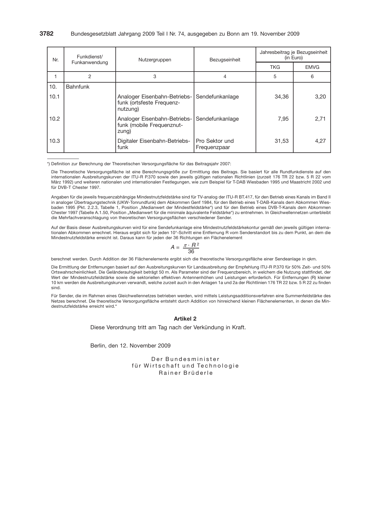 BGBl. 2009, Seite 3782 — Originalseite als Abbildung
