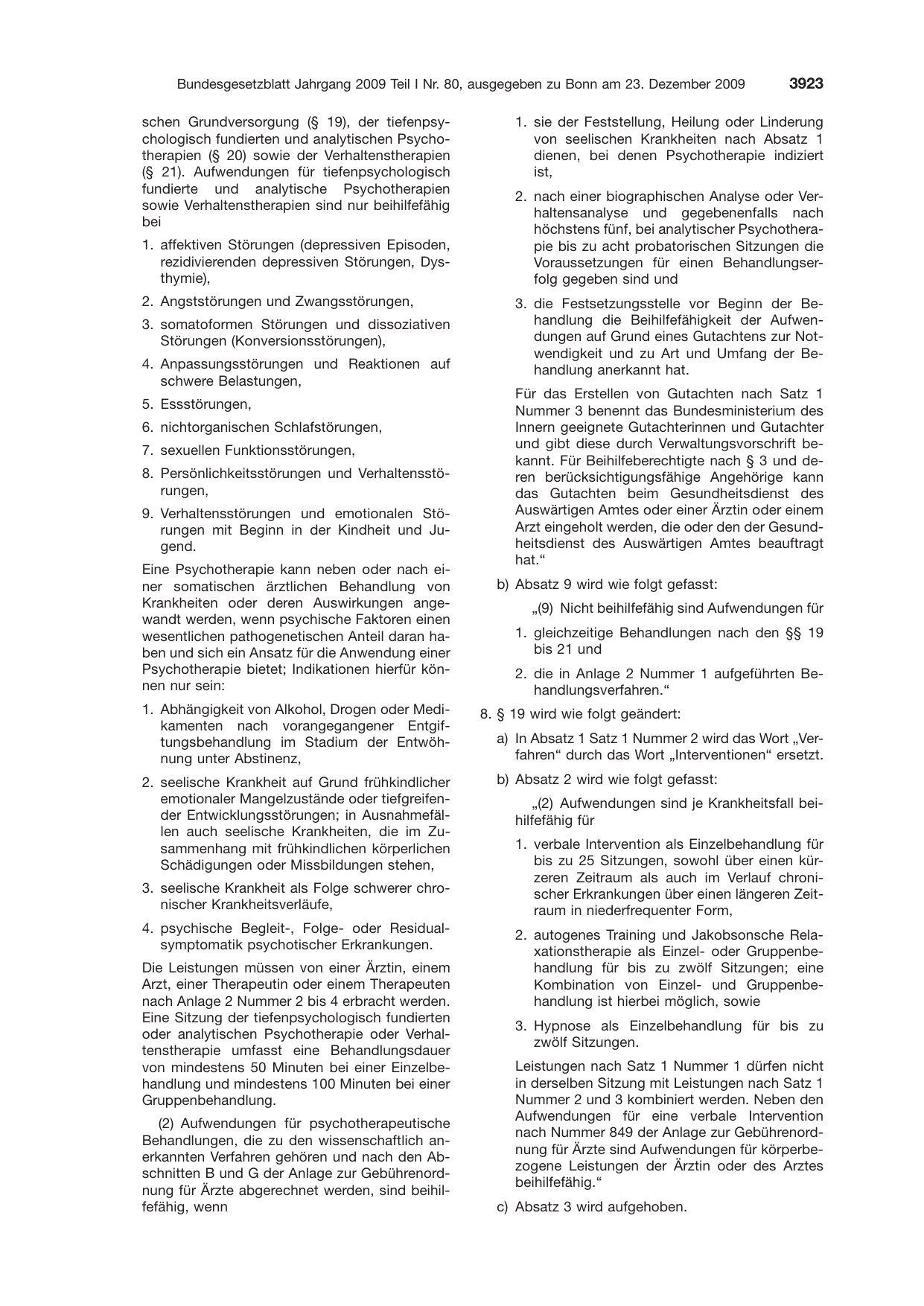 BGBl. 2009, Seite 3923 — Originalseite als Abbildung