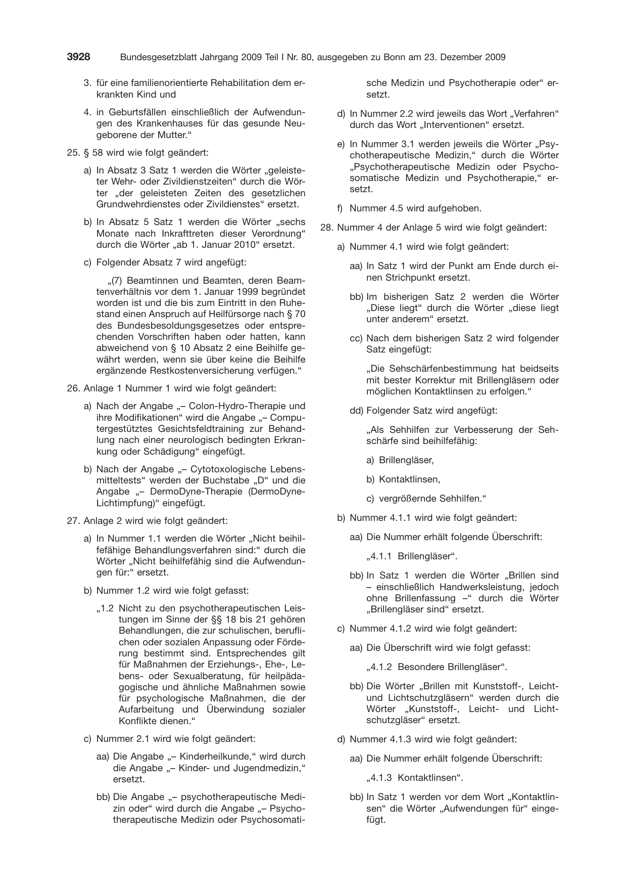 BGBl. 2009, Seite 3928 — Originalseite als Abbildung