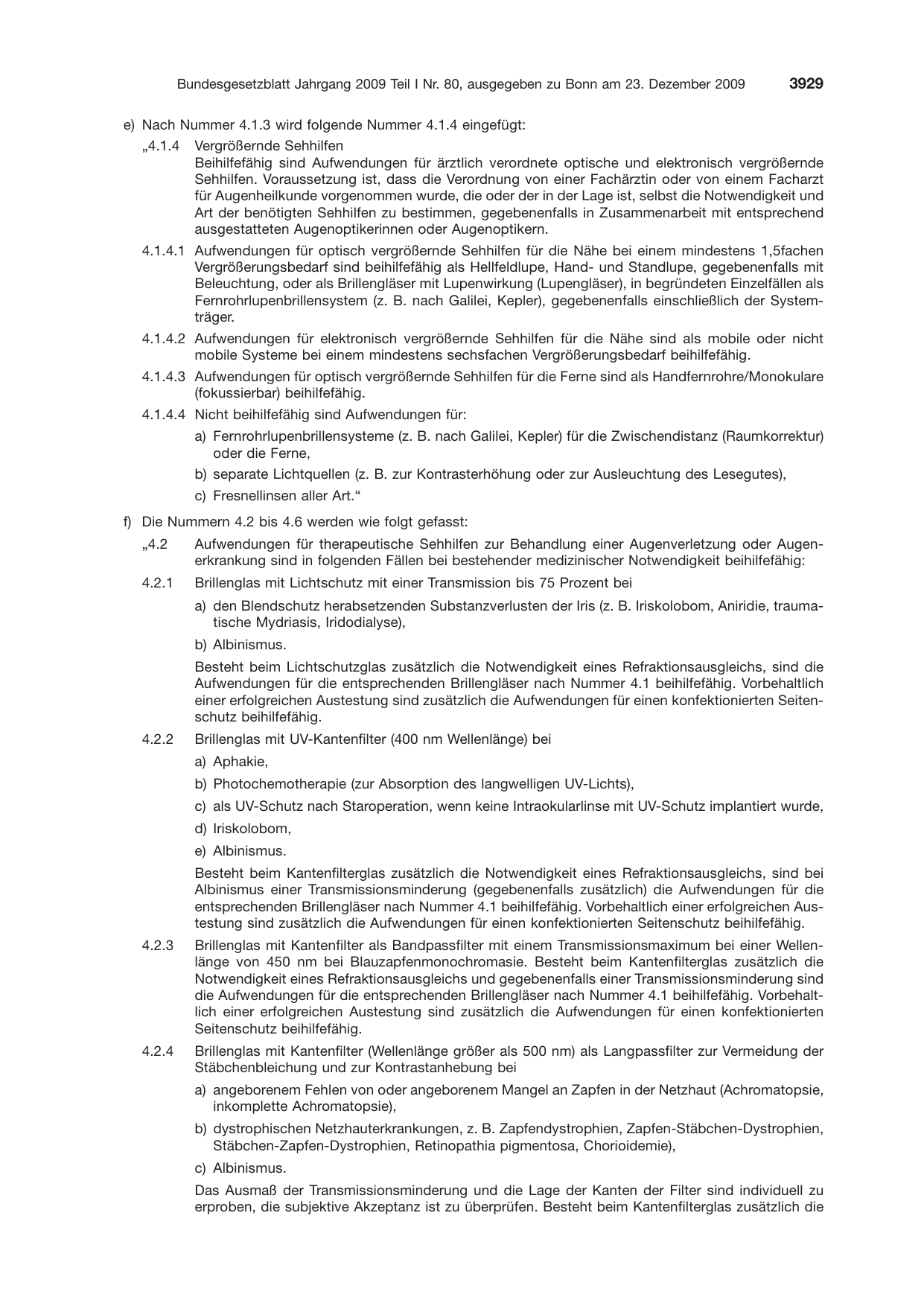 BGBl. 2009, Seite 3929 — Originalseite als Abbildung