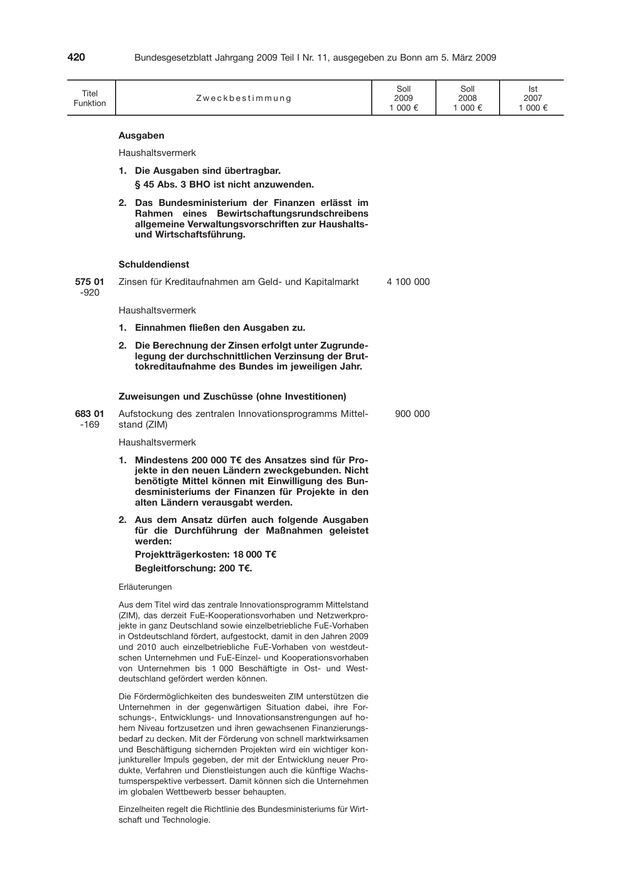 BGBl. 2009, Seite 420 — Originalseite als Abbildung