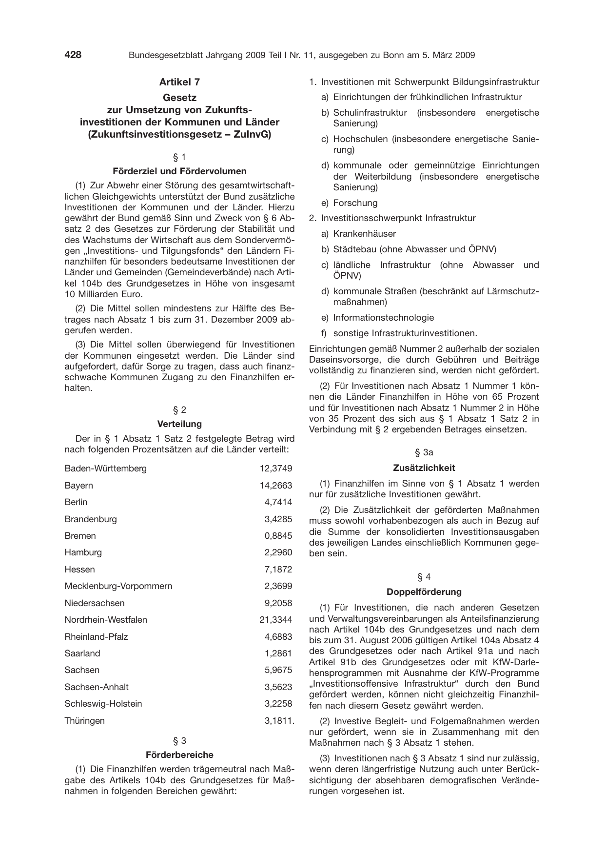 BGBl. 2009, Seite 428 — Originalseite als Abbildung