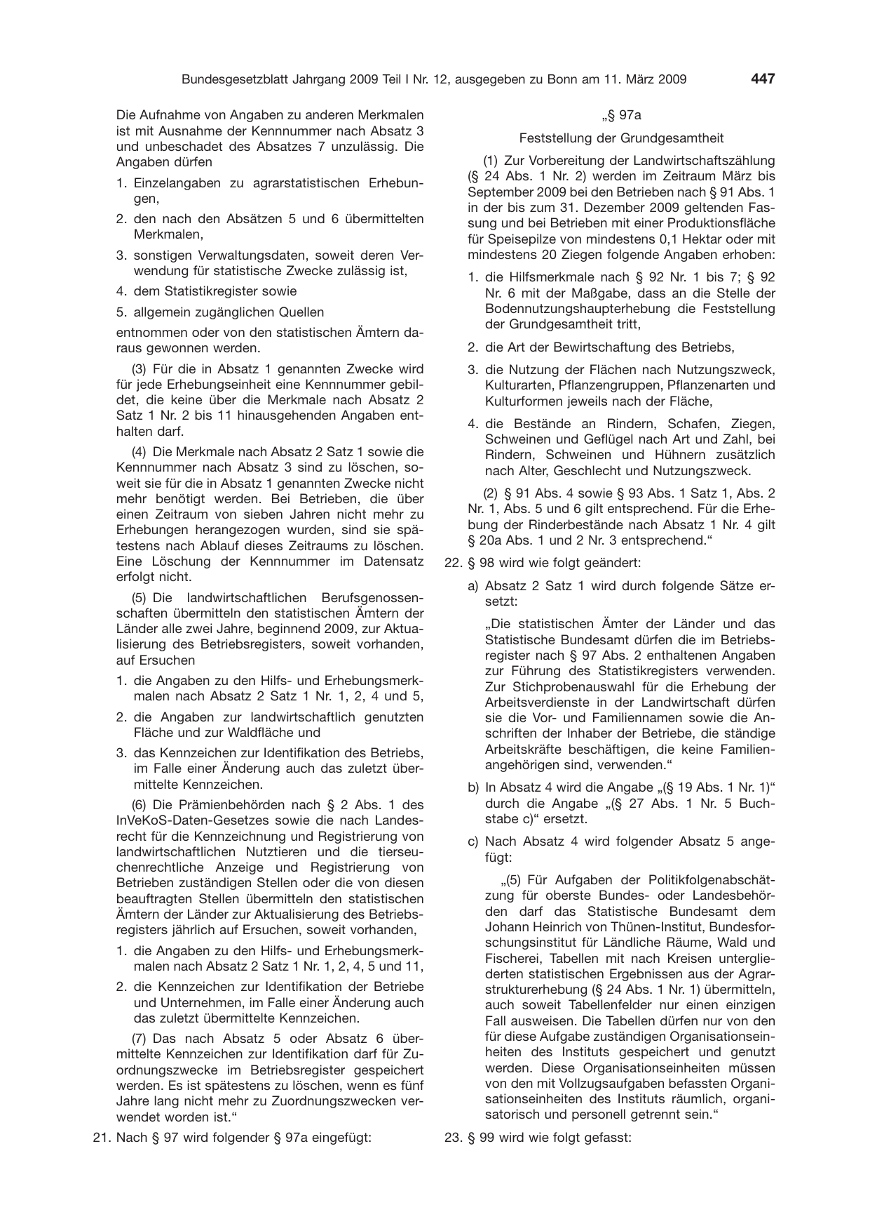 BGBl. 2009, Seite 447 — Originalseite als Abbildung