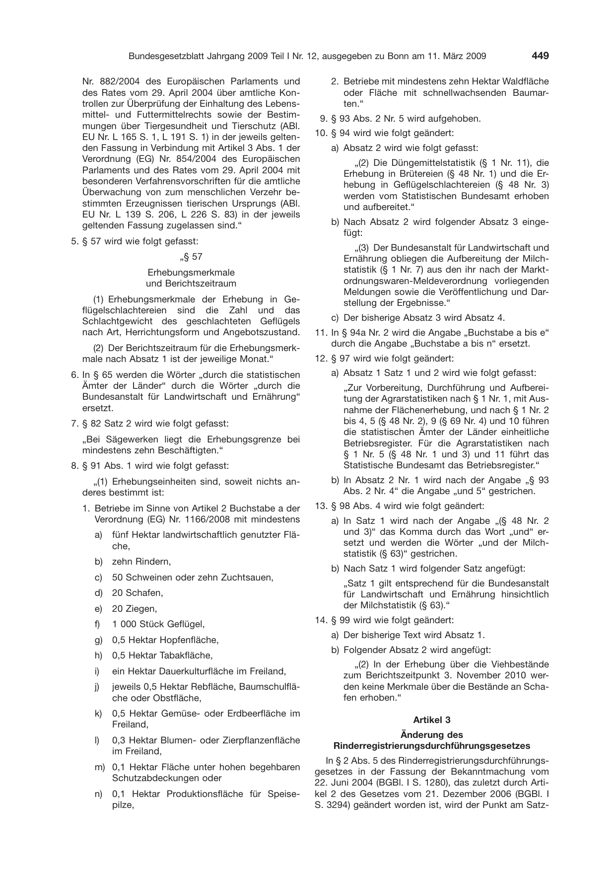 BGBl. 2009, Seite 449 — Originalseite als Abbildung